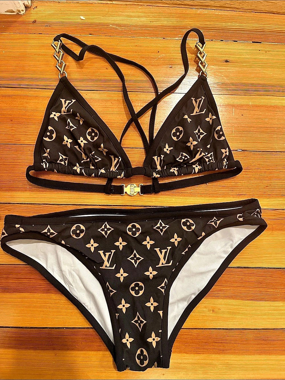Louis Vuitton Monogram Bikini in Black & Gold Like New